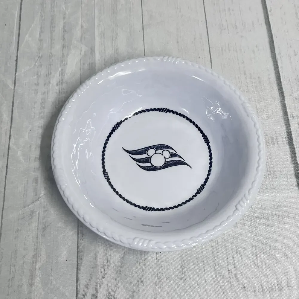 Disney Cruise Line DCL White Blue 8” Melamine Salad Cereal Bowl Mickey Mouse